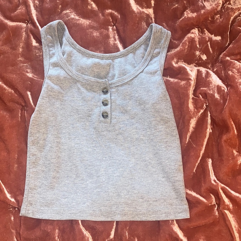 Grey SHEIN crop tank top with buttons size medium